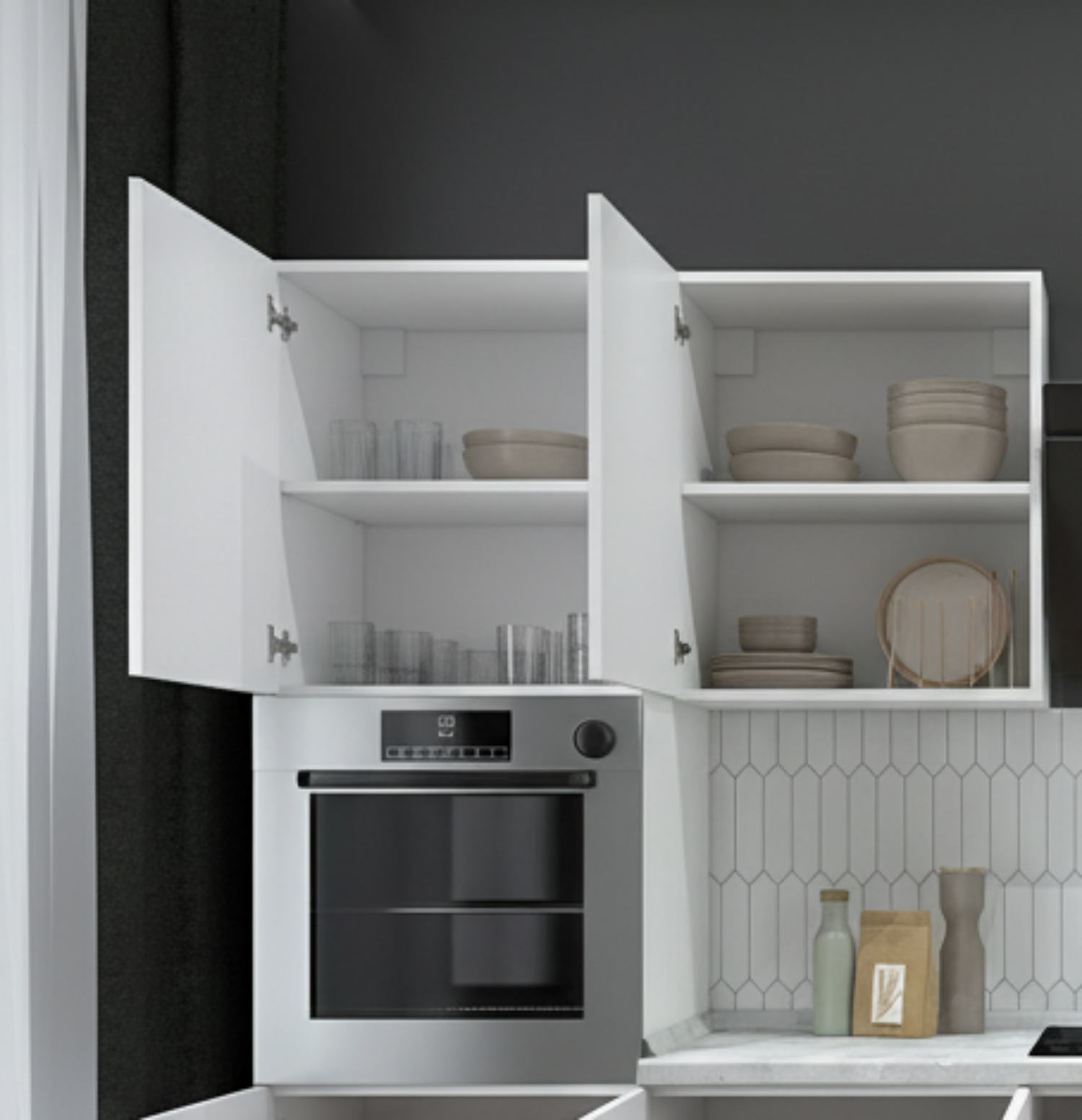 Кухонный гарнитур Рондо 1, 214x300x60 см, Дуб натуральный и белый, левый