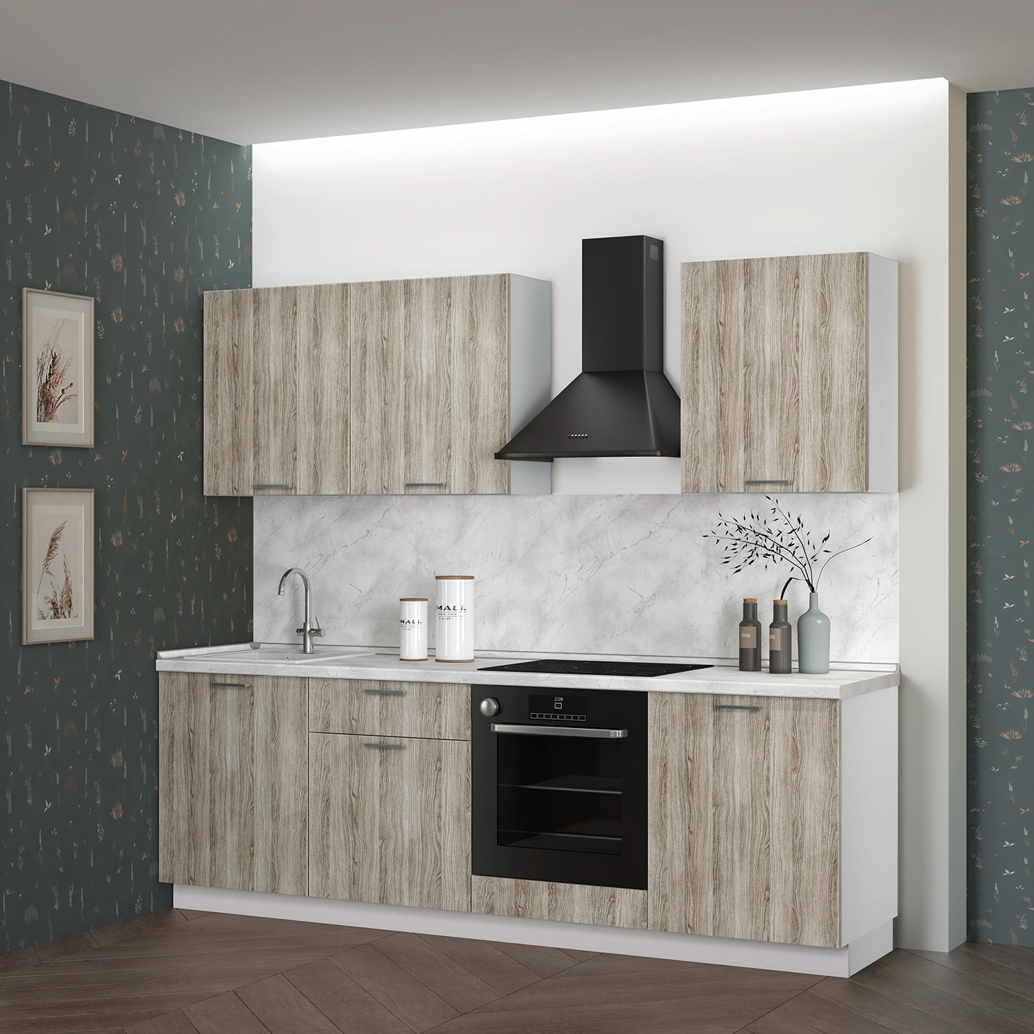 Кухонный гарнитур Рондо 6, 214x240x60 см, Дуб натуральный, правый