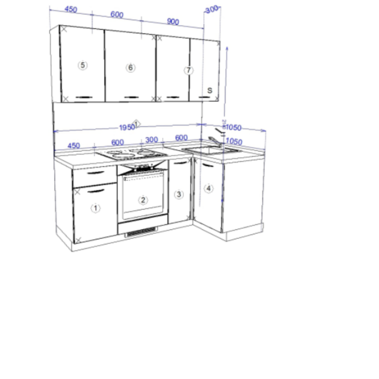 Кухонный гарнитур Рондо 9, 214x195x105x60 см, Белый, левый 
