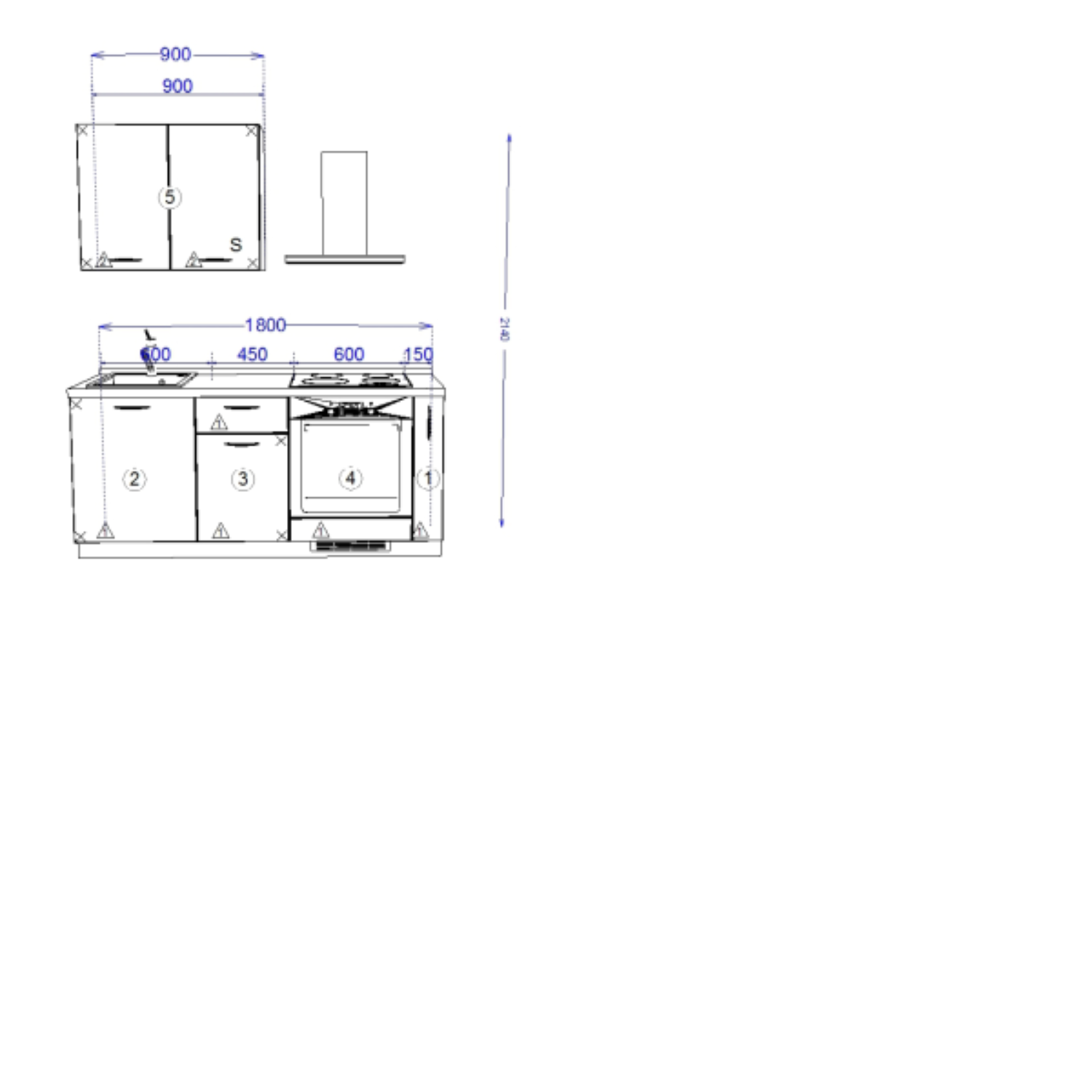 Кухонный гарнитур Рондо 5, 214x180x60 см, Дуб натуральный, белый, левый
